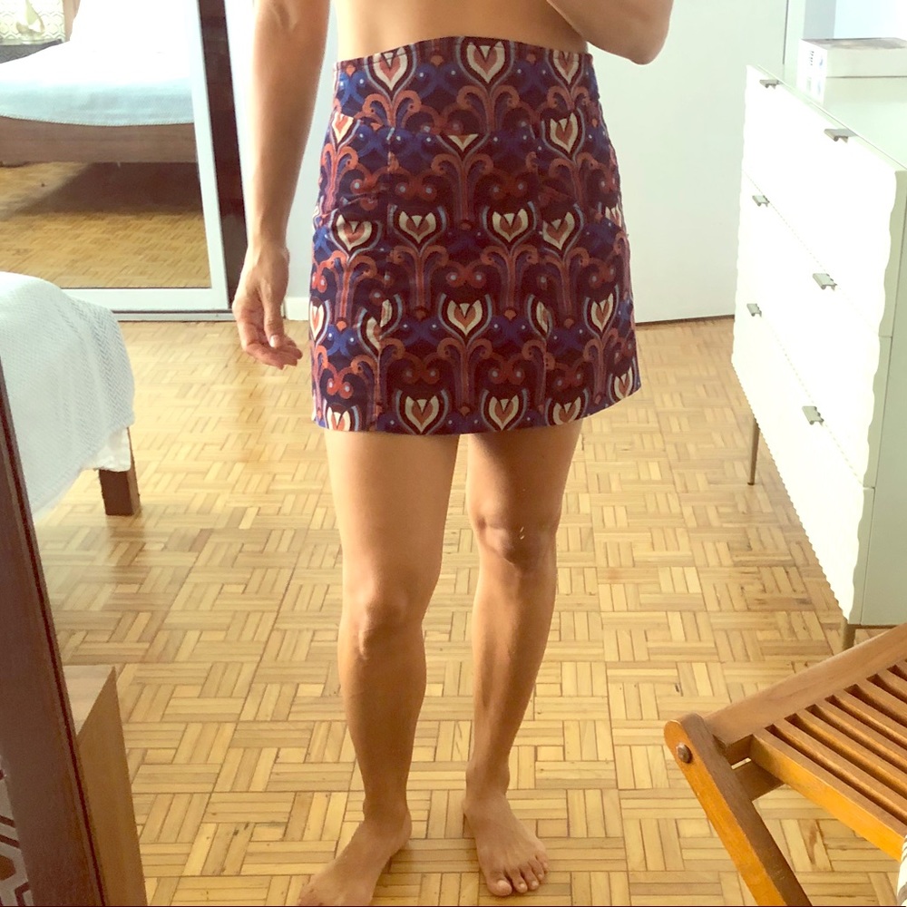 Retro Mod print mini corduroy Zara skirt